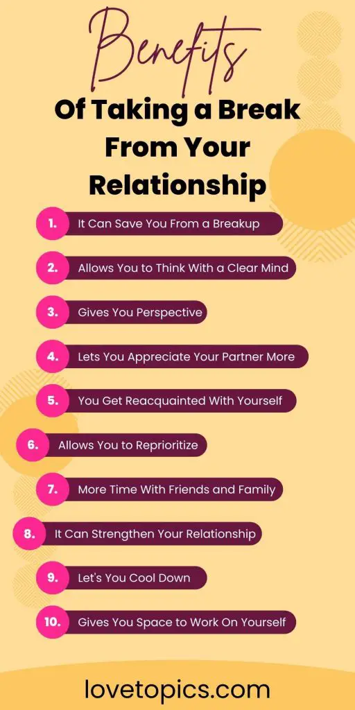 10 Benefits of Taking a Break From Your Relationship infographic