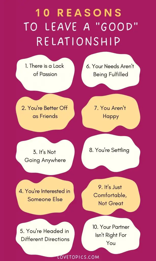 10 reasons to leave a good relationship infographic