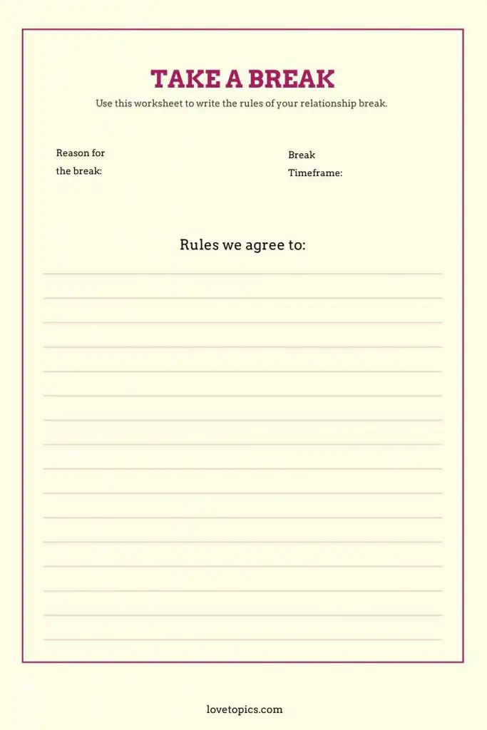 breakup rules worksheet