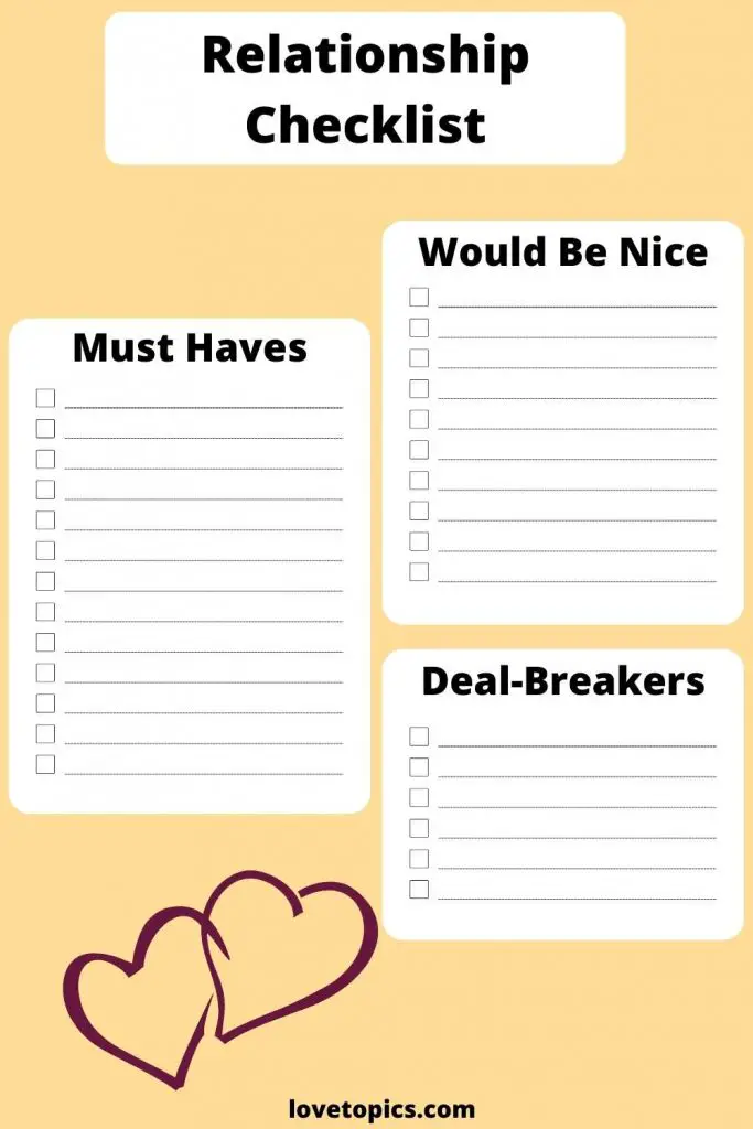 how to use a relationship checklist - checklist example