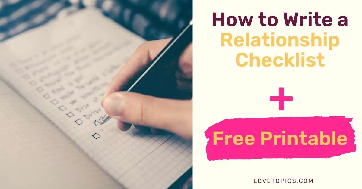 how to write a relationship checklist