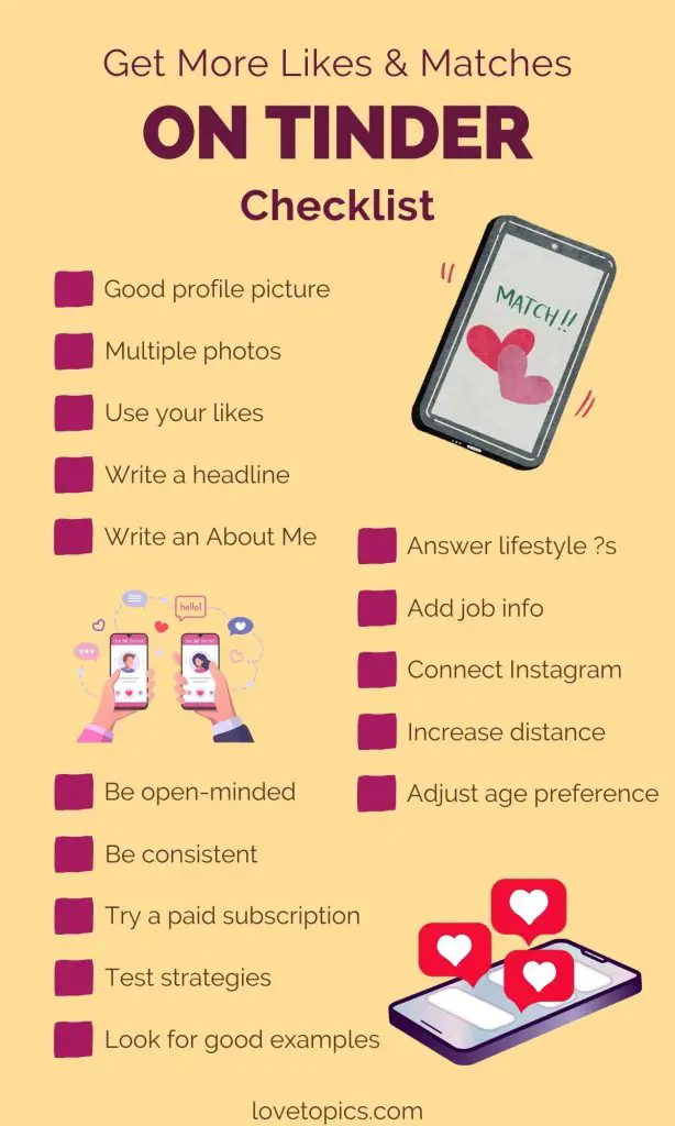 get more likes and matches on tinder checklist