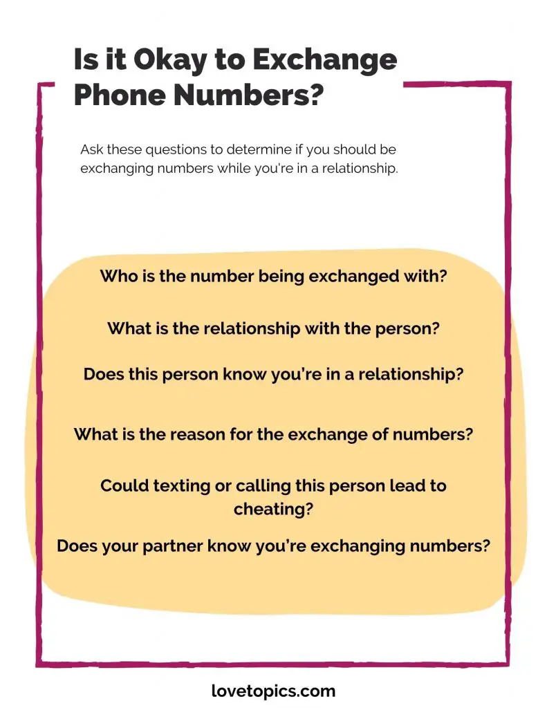 questions to ask to before exchanging phone numbers when you're in a relationship